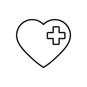 Heart icon with plus symbol Stock Illustration