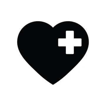 Heart icon with plus symbol Stock Illustration