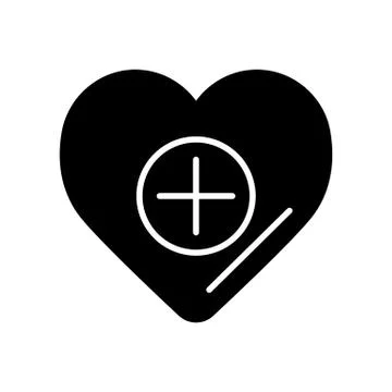 Heart icon with plus. Vector icon isolated on white. Valentine day or medical Illustrazione stock