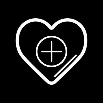 Heart icon with plus. Vector icon isolated on black. Valentine day or medical イラスト素材