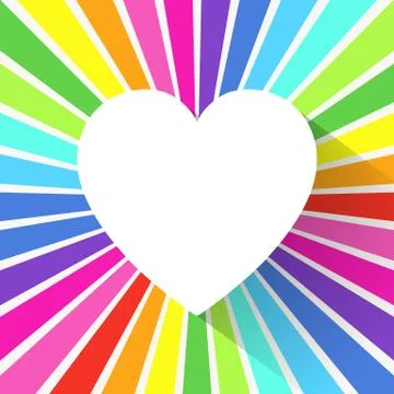 The Heart icon on rainbow rays background. Stock Illustration