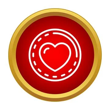 Heart icon in red button showing love concept Stock Illustration