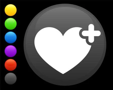 Heart icon on round internet button Stock Illustration