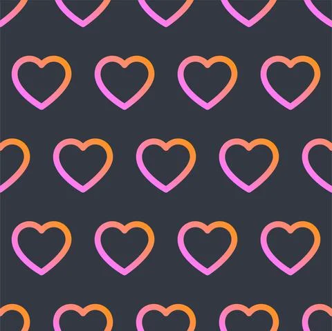 Heart icon seamless pattern. Outline vector love signs. Gradient color heart  Stock Illustration