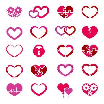 Heart icon set Stock Illustration