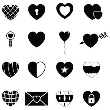 Heart icon set Stock Illustration