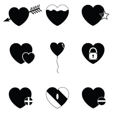 Heart icon set Stock Illustration