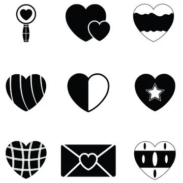 Heart icon set Stock Illustration
