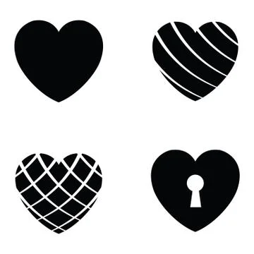 Heart icon set Illustrazione stock