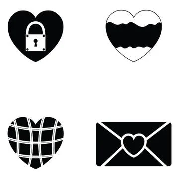 Heart icon set Illustrazione stock