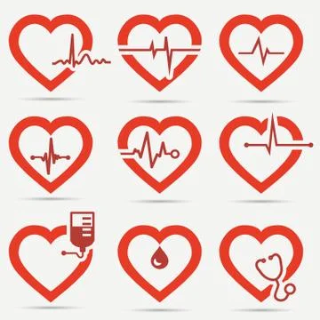 Heart Icon Set Stock Illustration