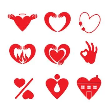 Heart Icon Set. Stock Illustration