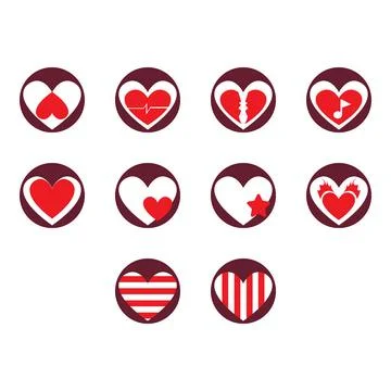 Heart icon set Stock Illustration