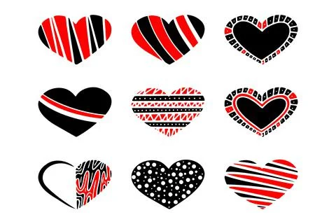 Heart icon set. Isolated on white background. Stock Illustration