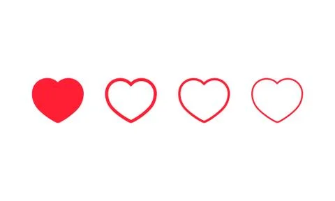 Heart icon set. Like. Social network concept. Valentine day. Vector on isolat Stock Illustration