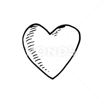 Black heart icon object hand drawn love symbol Vector Image