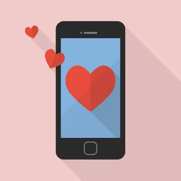 Heart icon on smart phone Stock Illustration