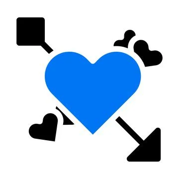 Heart icon solid blue black style valentine illustration vector element and.. Stock Illustration