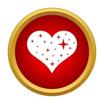 Heart icon sparkling in red circle frame Stock Illustration