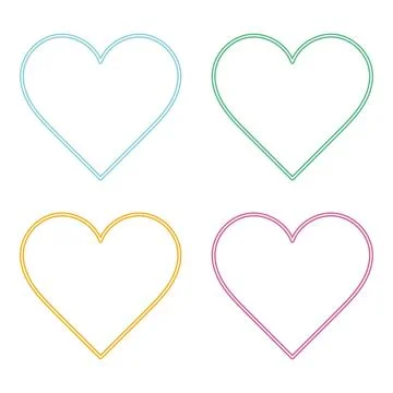 Heart Icon Vector with Four Color Variations Stock Illustration