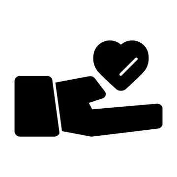 Heart icon vector. Heart on hand symbol. Solid flat design. Stockillustratie