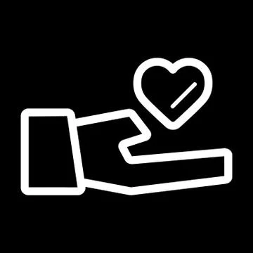Heart icon vector. Heart on hand symbol. Outline flat design. Stock Illustration