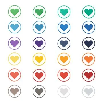 Heart Icon Vector with twenty-four Colors Stock Illustration