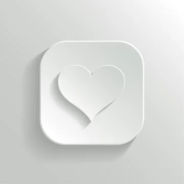 Heart icon - vector white app button Stock Illustration