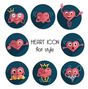 Heart icons in flat style Stock Illustration