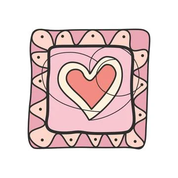 Heart Illustration with Bubble Pattern Frame Stock Illustration