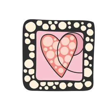 Heart Illustration with Bubble Pattern Frame Illustrazione stock