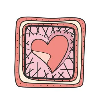 Heart Illustration with Bubble Pattern Frame Stock Illustration