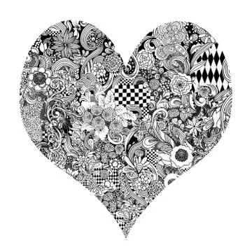 Heart ink drawing Stock Illustration