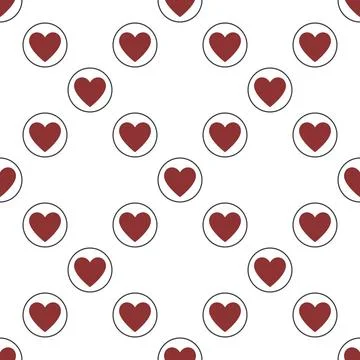 Heart inside circle vector seamless pattern - Romantic Love and Relationshi.. 스톡 일러스트