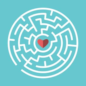 Heart inside circular maze Illustrazione stock