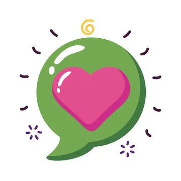 Heart inside communication bubble flat style icon vector design Stock Illustration