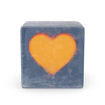 Heart inside a cube of ice a symbol of love and fragility Stock Illustration