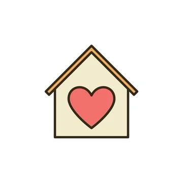Heart inside House vector concept colored icon Stock Illustration