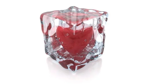 Heart inside the ice cube, 4K cg animation Stockbeeldmateriaal 50828869