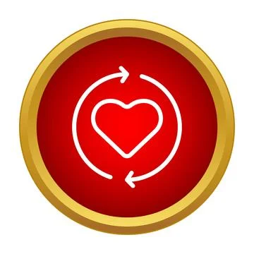 Heart inside a red circle with arrows circulating Stock Illustration