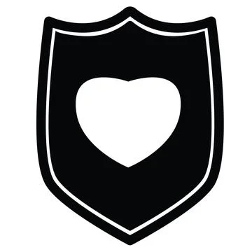 Heart inside shield icon. Shield logo with a heart sign. love shape inside Illustrazione stock