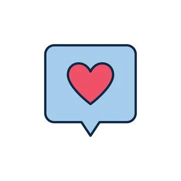 Heart inside Speech Bubble vector concept colored icon Stock Illustration