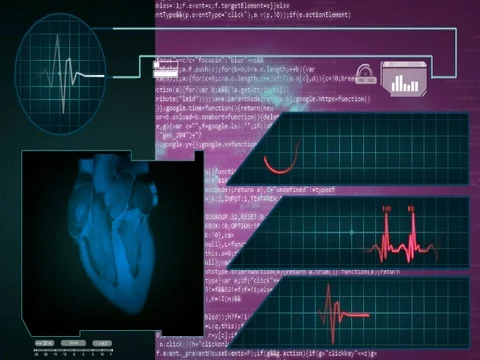 Heart - Interface - medical screen - graphics - purple - SD Stock Footage