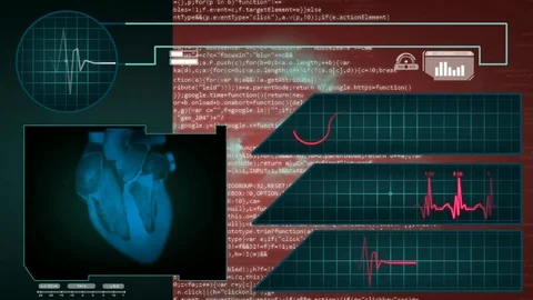 Heart - Interface - medical screen - graphics - red Stock Footage