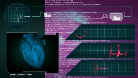 Heart - Interface - medical screen - graphics - purple Stock Footage