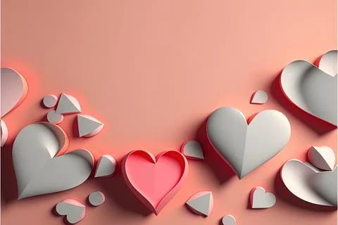 Heart isolated with a plain banner background, with space for text, pink and red Stock Illustration