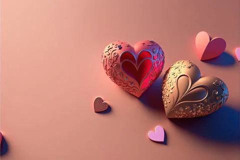 Heart isolated with a plain banner background, with space for text, pink and red Stock Illustration
