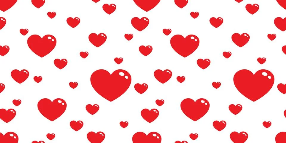 Heart isolated valentine Seamless pattern doodle cartoon vector red Stock Illustration