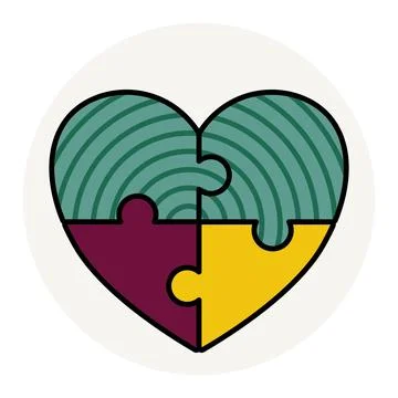 Heart Jigsaw Finger Print Inside Color Stock Illustration