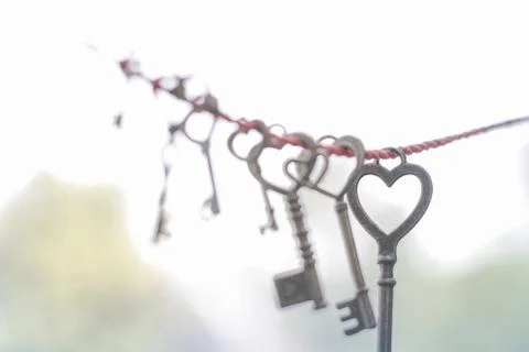 Heart key close up Stock Photos